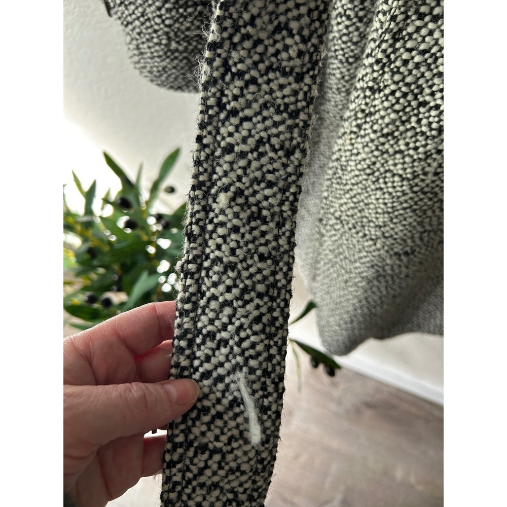 Worthington Womens 1X Black White Boucle Funnel Neck Belted Trench Coat Jacket - Picture 7 of 15